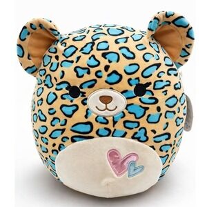 Squishmallows 12" Emanga Leopard Cheetah Blue Heart Plush Stuffed Animal NEW